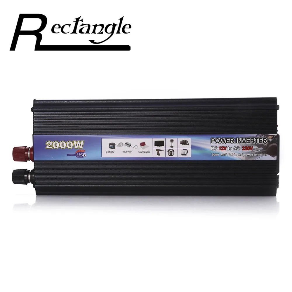 Rectangle Car Inverter 2000W DC 12V to AC