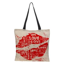 Заказная Женская Повседневная сумка высокого качества льняной мешок для покупок с рисунком персонажа двусторонняя печать складное повторное использование 43*43 см