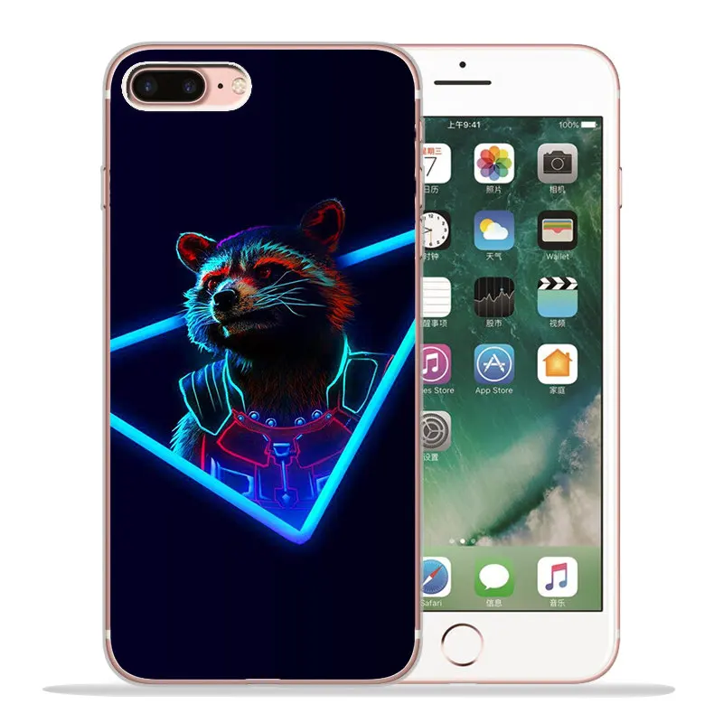 Роскошный чехол Marvel для iPhone X, XR, XS, Max, 5, 5S, SE, 6, 6 S, 7, 8 Plus, силиконовый чехол, чехол, Capinha Etui, Железный человек, Тор, ракета - Цвет: 1042