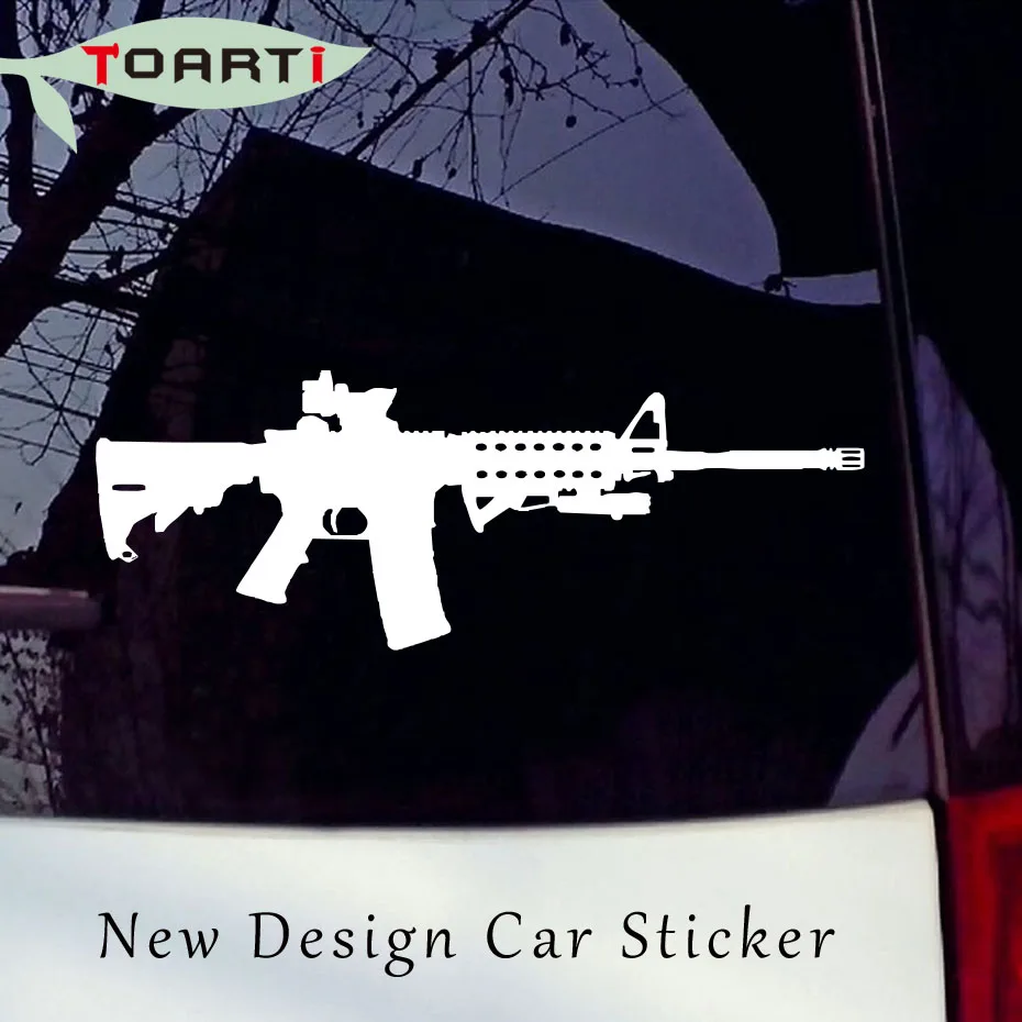 Protected By AR-15 Rifle Vinyl Bumper Sticker Decal Car Truck SUV Window Sticker