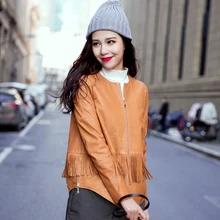 Кожа замша овчины пальто женщин весна-осень натуральная кожа пальто кожи кисточкой дизайн куртка женская новая Феникс