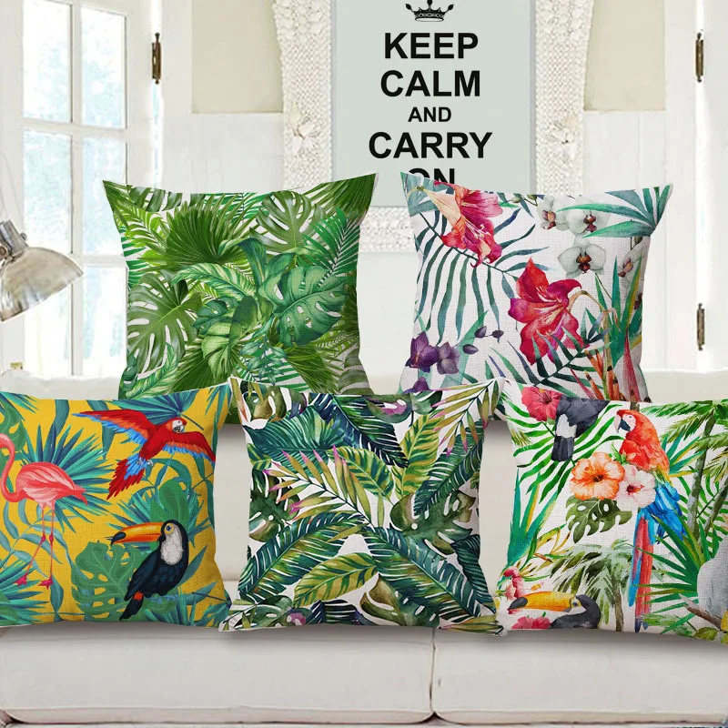 

Enipate Tropical Plant Flower Pillowcase Simple Pillow Cover Virgin forest summer Refreshing Cover Painted Modern cushions Cover