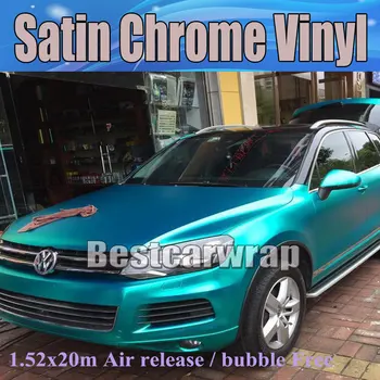 

PROTWRAPS Tiffany Satin Chrome Vinyl Car Wrap Film with air bubble Free For Luxury Vehicle Graphics Covers foil size 1.52x20m