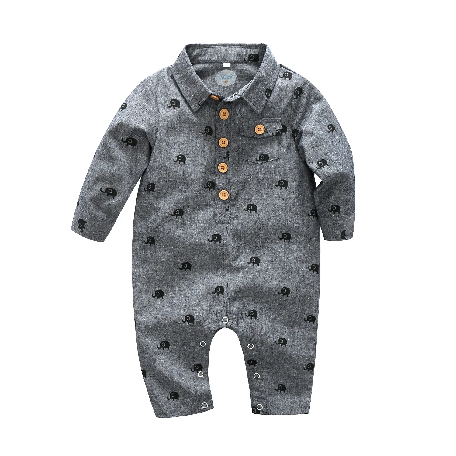 

2019 Spring Baby Boys Romper Long Sleeve Turn Down Collar 100% Cotton Ropa De Bebe Fashion Handsome Englnd Style Toddler Romper