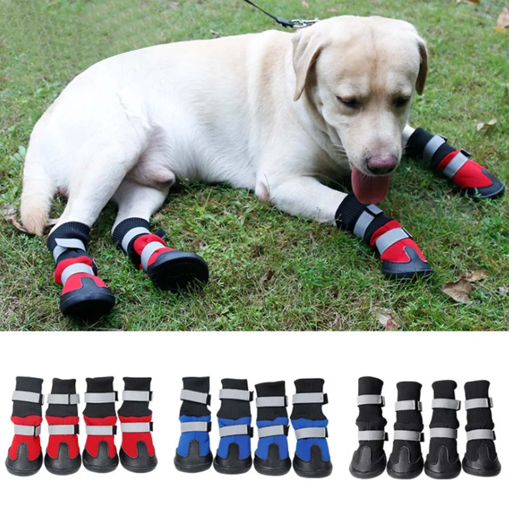 Autumn and Winter Warm Dog Boots Outdoor Large Dog Shoes Anti Slip Rain Snow Boots Dog