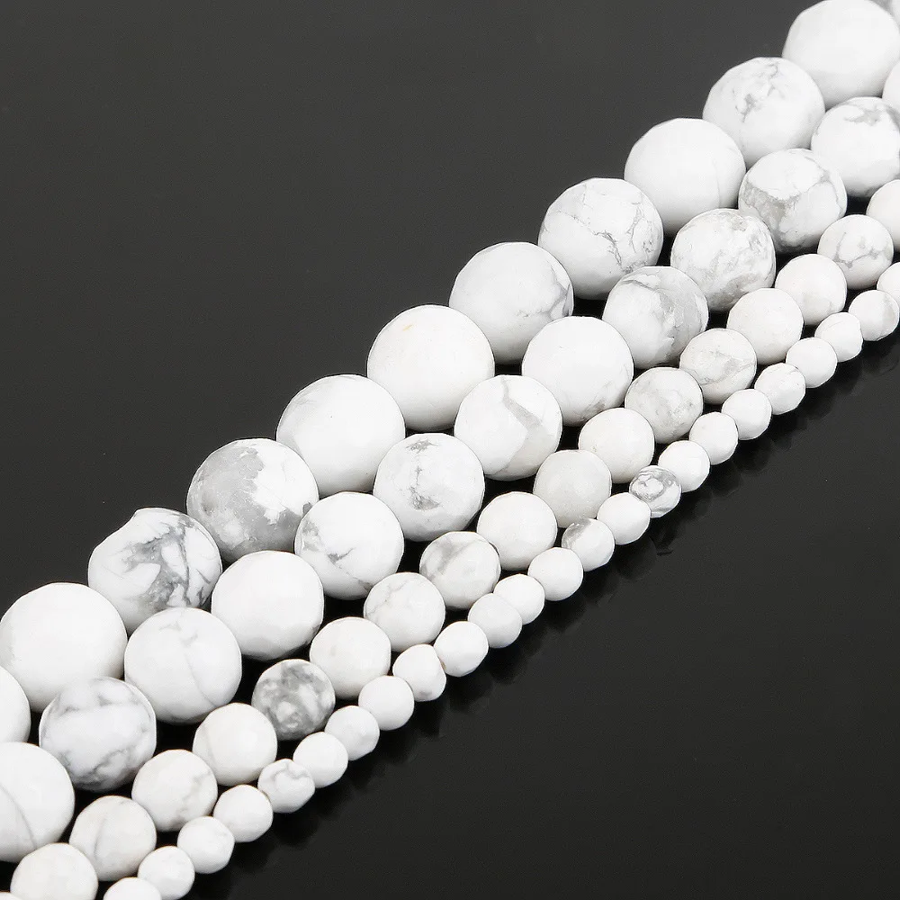 

Natural Stone Beads 4/6/8/10mm 15'' Faceted White Howlite Beads Loose Spacer Beads For Jewelry Making DIY Bracelet Necklace