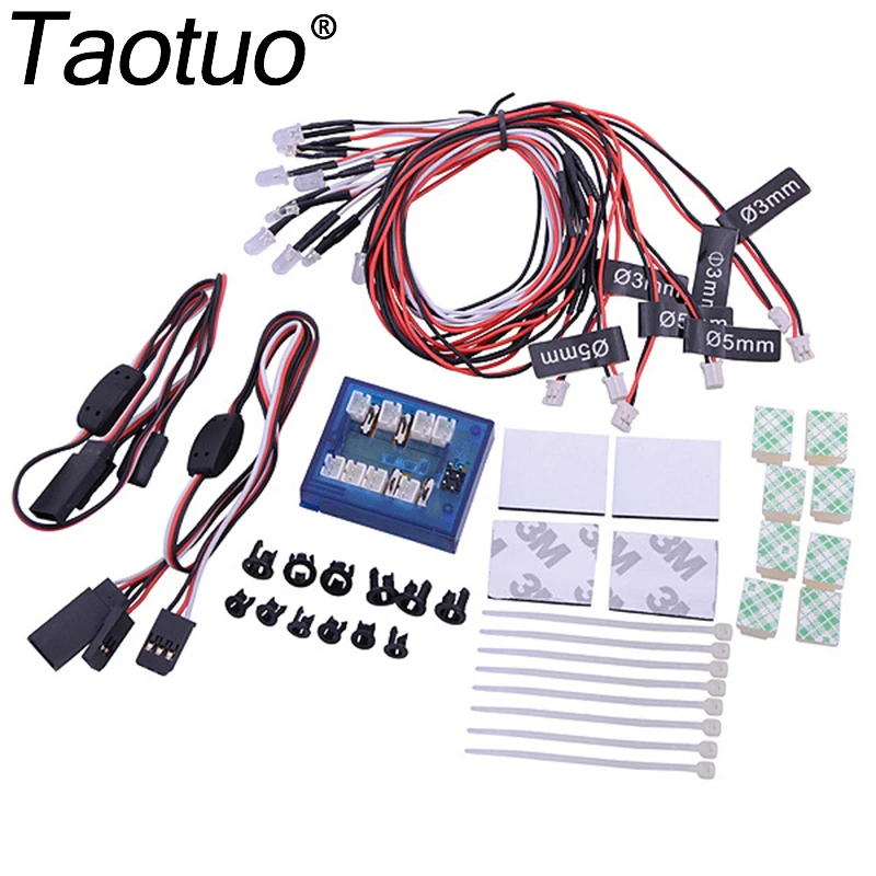 

Taotuo No Soldering 12 LED RC Car Light Kit RC LED Lamp Model Car Truck Headlight Taillight Set Lighting System 4 Colors