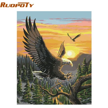 

RUOPOTY diy frame Eagle Animals DIY Painting By Numbers Acrylic Picture Wall Art Canvas Painting Home Decor Unique Gift 40x50cm