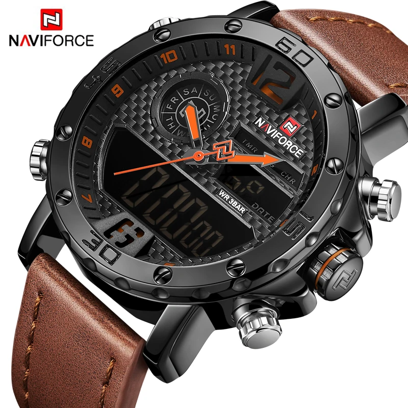 

NAVIFORCE Luxury Brand Men's Watch Analog Digital Leather Sports Watches Army Military Watch Men Quartz Clock Relogio Masculino