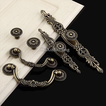 

Retro 2PCS European Antique Kitchen Cabinet Door Furniture Handles Cupboard Wardrobe Shoe Drawer Cabinet Pulls Handles and Knobs