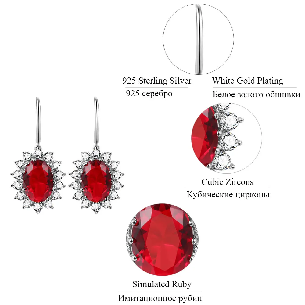 DOUBLE-R, Принцесса Диана Вильям 6.44ct, висячие серьги из настоящего 925 пробы, серебряные ювелирные изделия, Красные Рубиновые Серьги для женщин
