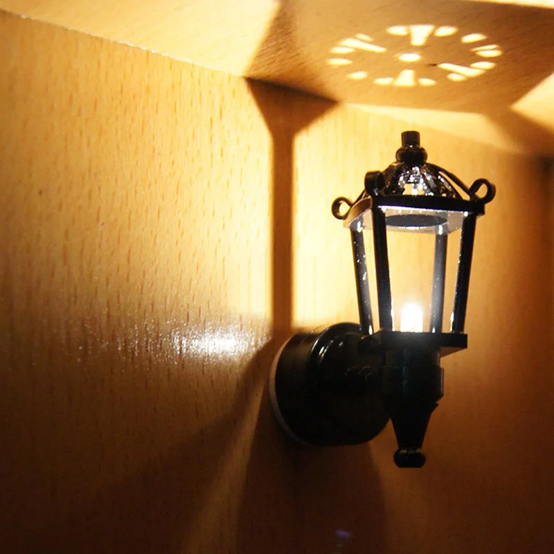 1/12 Miniature Dollhouse Wall Lamp Pretend Play Doll House LED Light