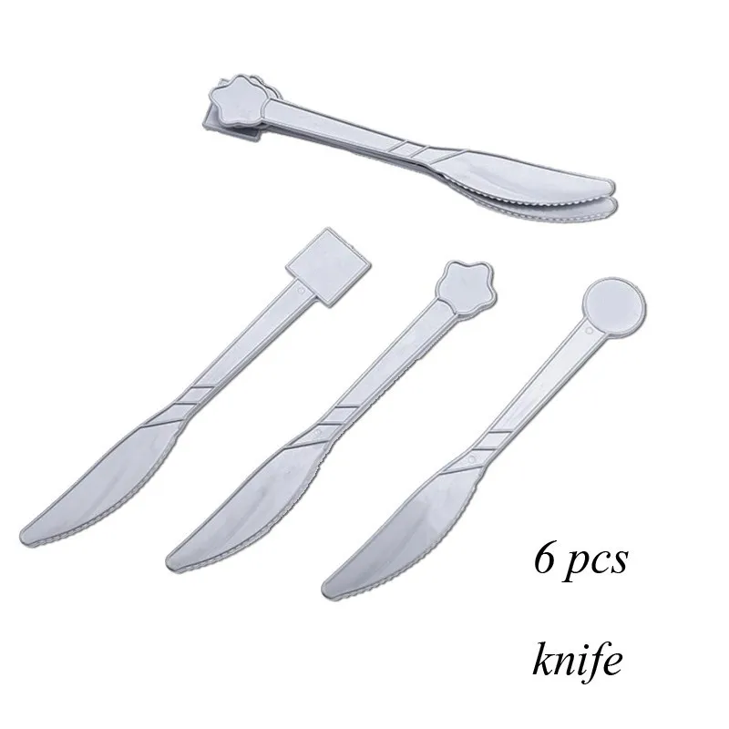 1 Набор, серия "Русалка", бумажные соломинки/чашки/тарелки, одноразовые столовые приборы, набор, детское украшение стола для свадьбы/дня рождения/вечерние принадлежности - Цвет: 6pcs knife