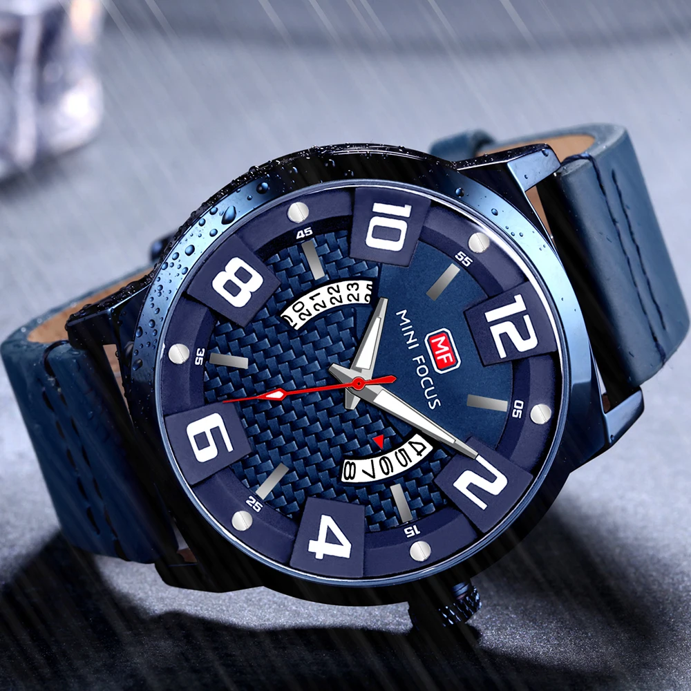 

MINI FOCUS Fashion Casual Mens Watches Top Brand Luxury Marine Quartz Watch Waterproof 3D Bolt Design Calendar Relogio Masculino