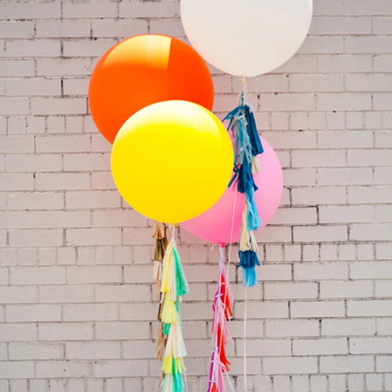 15pcs Tissue Tassels Balloon Banner For Summer Theme Birthday Party Decoration Green Blue Color Baby Shower Balloons Accessories