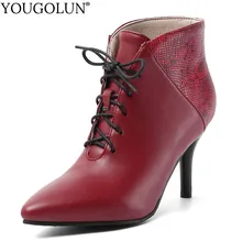 High Heel Ankle Boots Women Autumn Winter High Heels Lace Up Shoes Fashion Woman Black Red Apricot Cross Strap Pointed Toe Boots High Heel Ankle Boots Women Autumn Winter High Heels Lace Up Shoes Fashion Woman Black Red Apricot Cross Strap Pointed Toe Boots