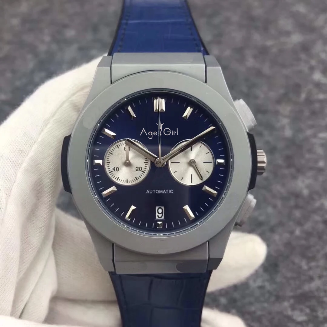 

Luxury Brand New Men StopWatch Quartz Chronograph Watch Silver Stainless Steel Black Blue Grey Brown Leather Bracelet Watches