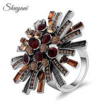 Shuyani ювелирные изделия преувеличивать старинные ретро кольца женские украшения ну вечеринку палец кольцо YNR1060-1