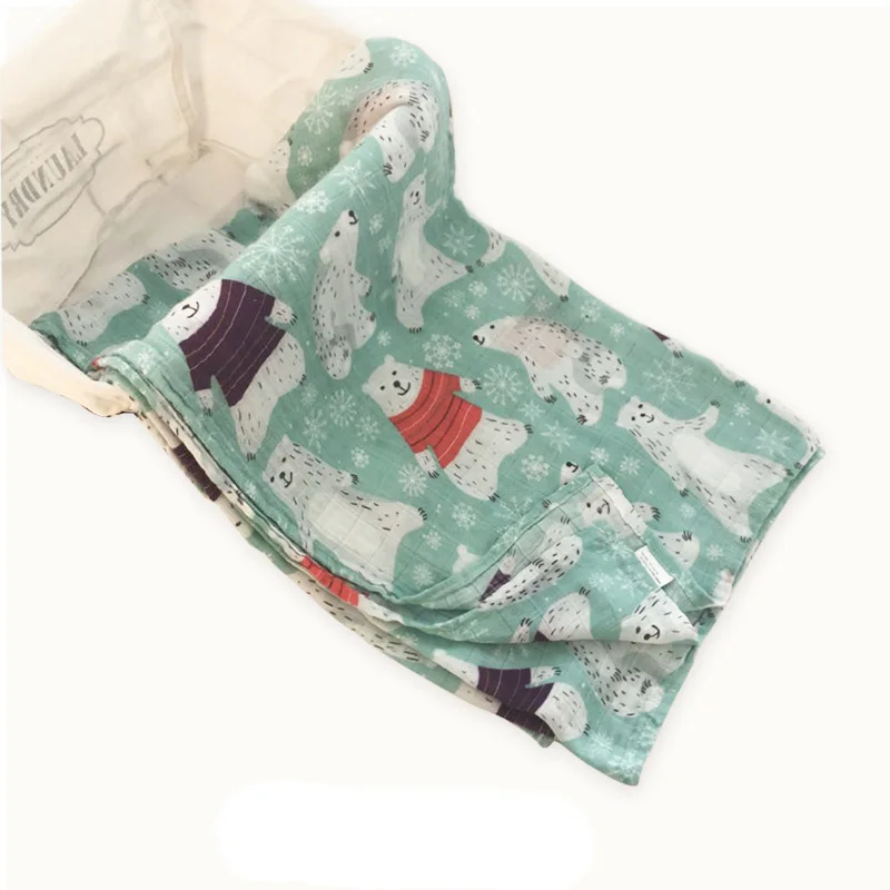 Бамбуковое Хлопковое одеяло очень мягкий детский пеленка для новорожденных милые обертывания банное полотенце-простыня чехол для коляски - Цвет: B
