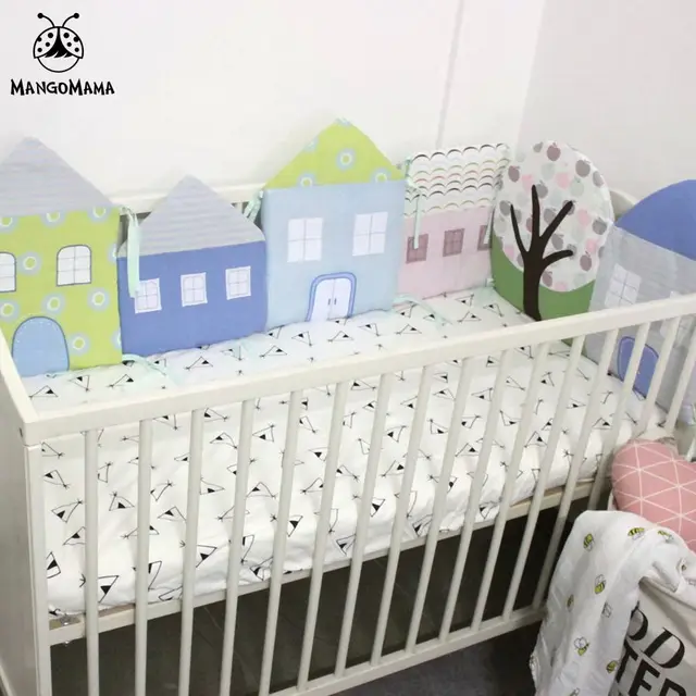 6pcs baby bed bumper crib bedding set breathable soft bed around breathable crib sheet