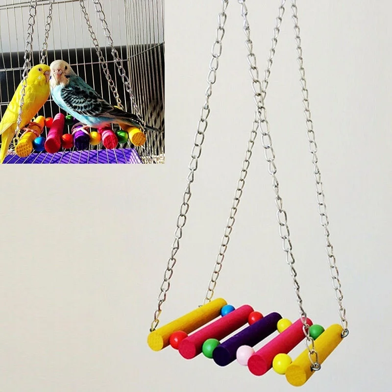 Pet Bird Parrot Parakeet Budgie Cockatiel Wooden Cage Hammock Swing