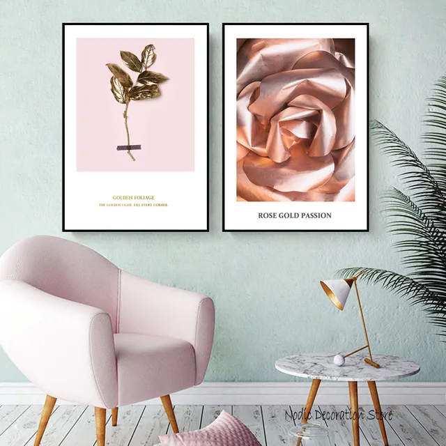 Posters And Prints Nordic Rose Gold Poster Flower Wall Prints Home