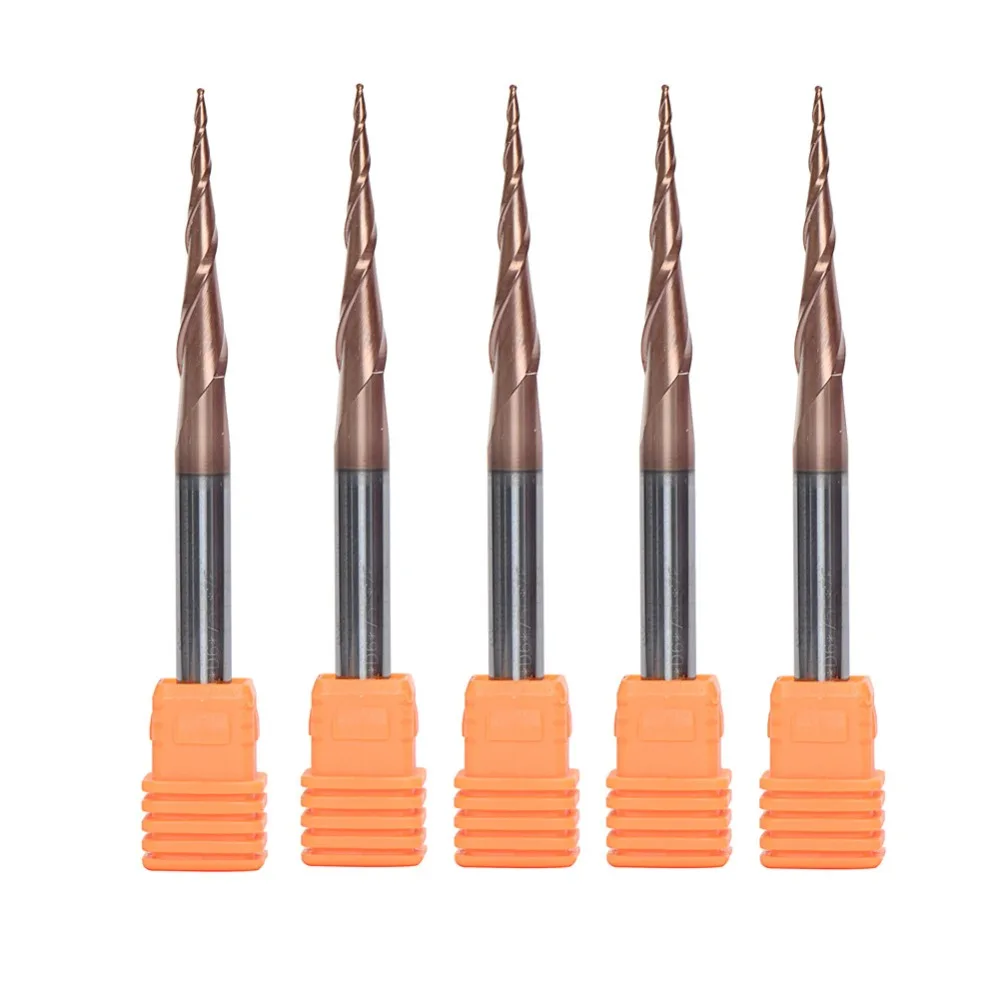 5pcs Carbide Tapered Ball Nose End Mill 30.5mm 2Flute For Carving CNC Cut Tools