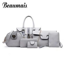 Beaumais Nuevo 6 unids/set Alta Calidad de Cuero de LA PU de Las Mujeres Bolsa de Mensajero Del Bolso de Hombro Bolsos Del Totalizador de Gran Capacidad Embrague Billetera DB5801