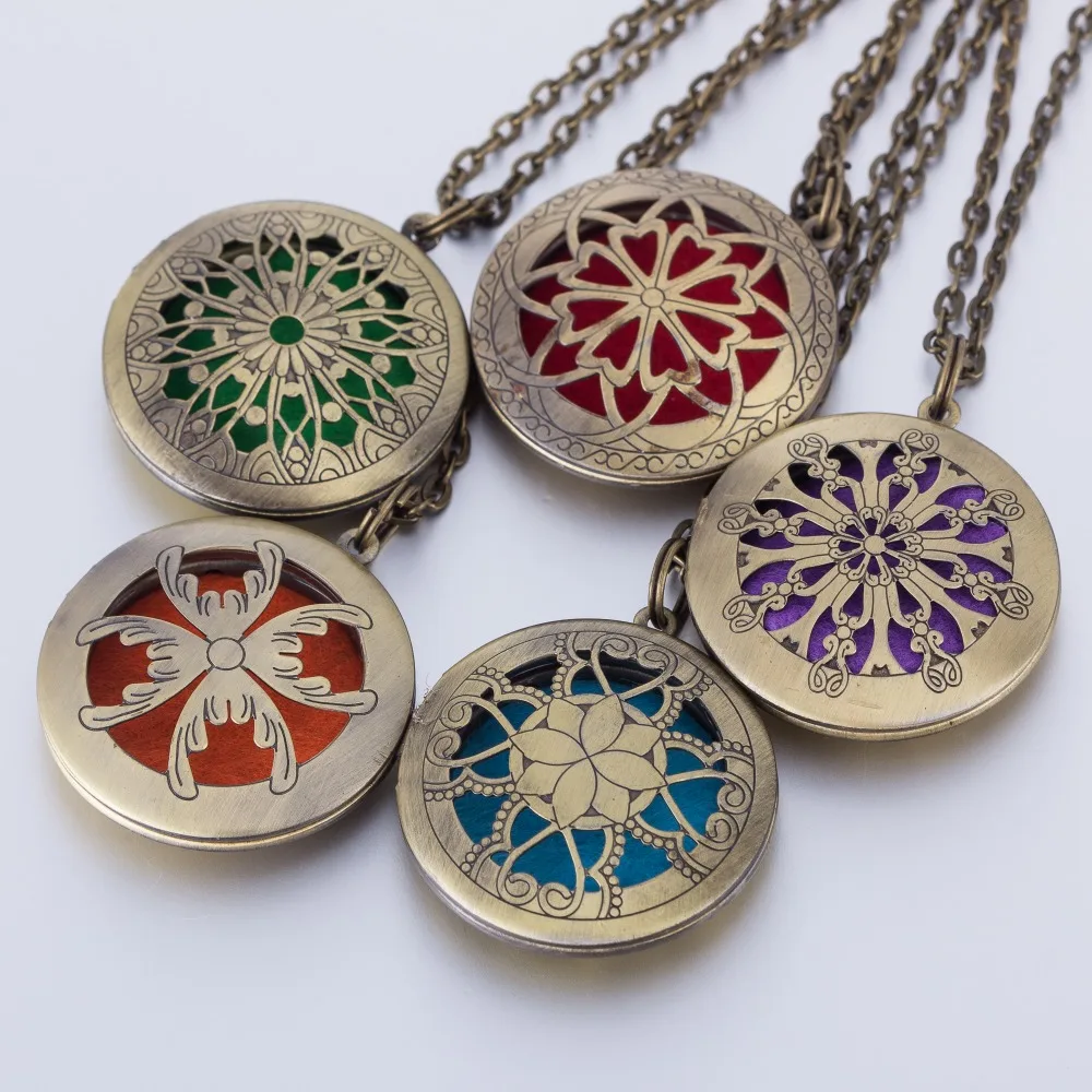 

5Pcs Mix 72cm Chain Aromatherapy Lockets Essential Oil Diffuser Necklace Locket Diffuser Perfume Locket Pendant Necklace