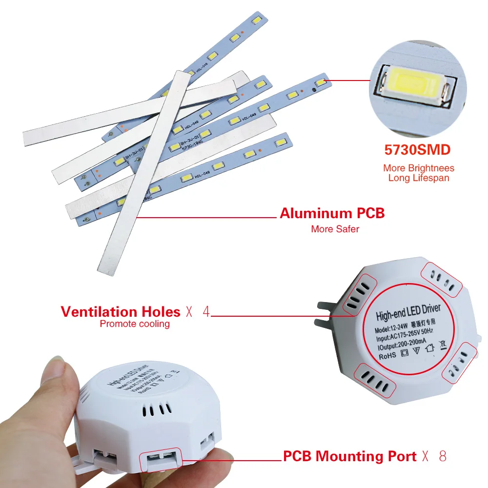 AC220V светодиодный потолочный светильник Осьминог 5760 SMD белый светильник 12 Вт 16 Вт 20 Вт 24 Вт Высокое качество светодиодный светильник Осьминог лампы украшения для дома