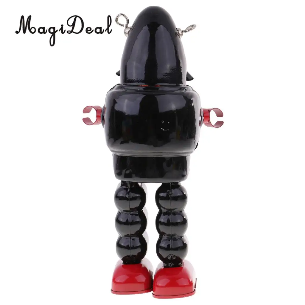 MagiDeal 1Pc Iron Retro Wind Up Clockwork Mechanical Walking Tin Mask Robot Model Toy for Baby Kids Adult Popular Gift Black