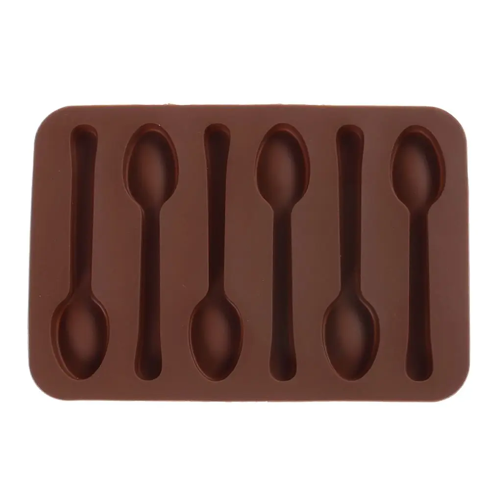 

New Silicone 3D Spoon Shape Chocolate Mold Kitchenware Jelly Ice Mould Baking Tool Fondant Cake Decorating Tools