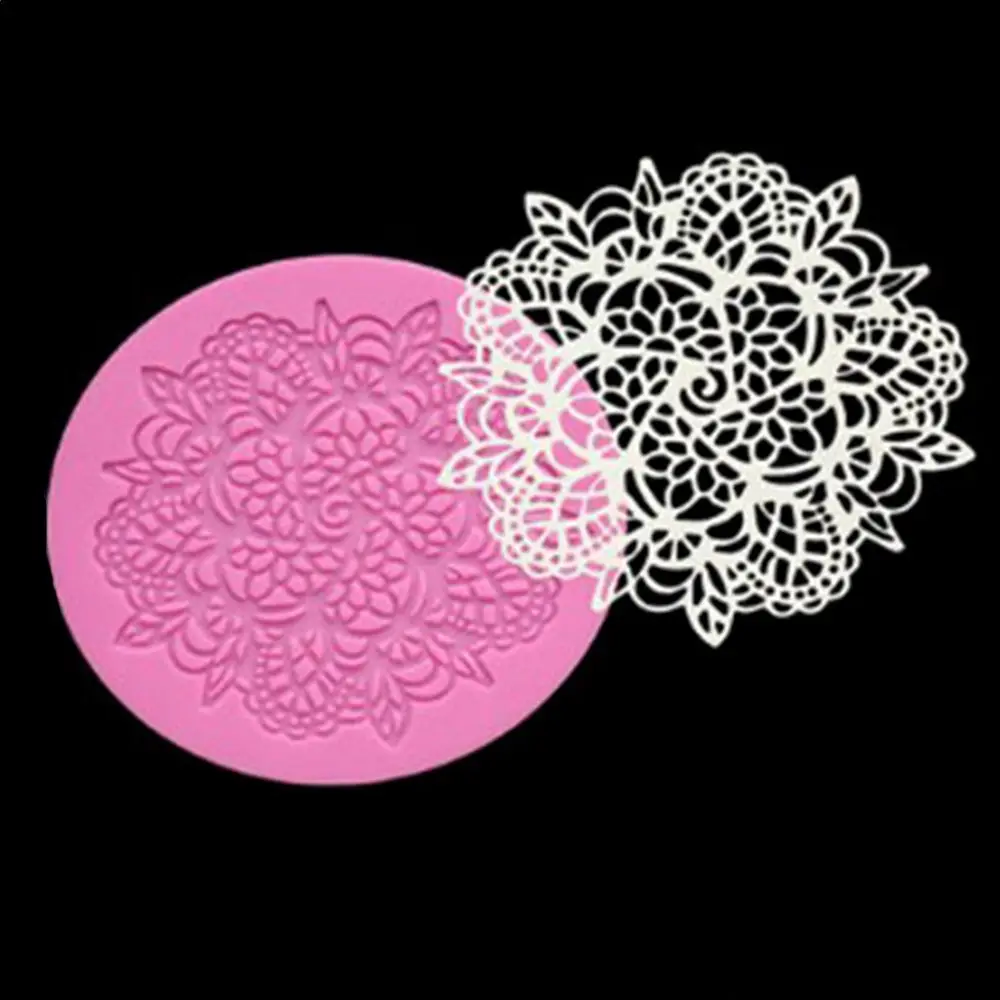 

1Pcs Round Flower Shape Cake Silicone Mat Sugarcraft Fondant Cake Decorating Tools Kitchen Baking Silicone Lace Molds