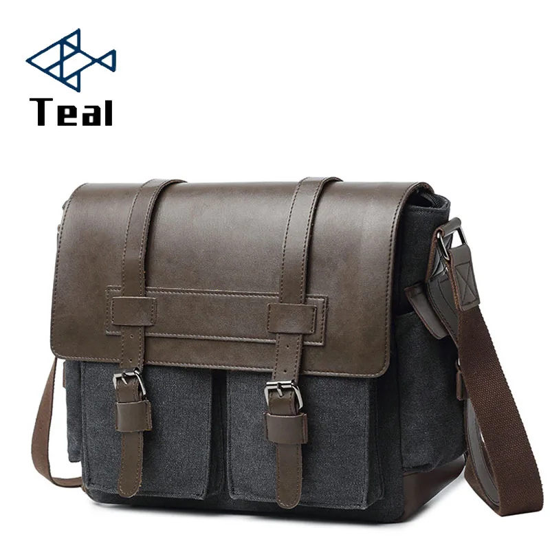 Designer Brand Canvas Briefcase Vintage Men Messenger Bags Fashion Male Shoulder Bag with leather Crossbody Bags Briefcase