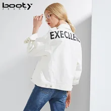 Bootyджинсовый высококачественные женские свободные Универсальные джинсовые короткие дизайнерские куртки с буквенным принтом