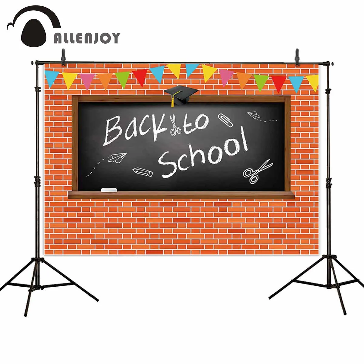 

Allenjoy photographic backdrop brick wall studnet blackboard back to school background photocall photobooth photozone printing