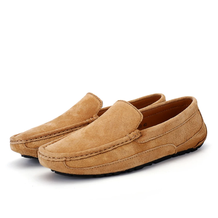 Простые Дизайнерские мужские повседневные Лоферы без шнуровки, размеры 38-44, мужские замшевые кожаные мокасины, обувь для вождения
