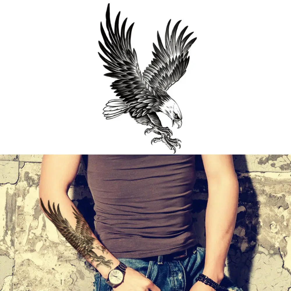 1 лист Орел временная татуировка наклейка s водонепроницаемый Временная передача боди-арт рука плечо грудь Татуировка наклейка для женщин и мужчин