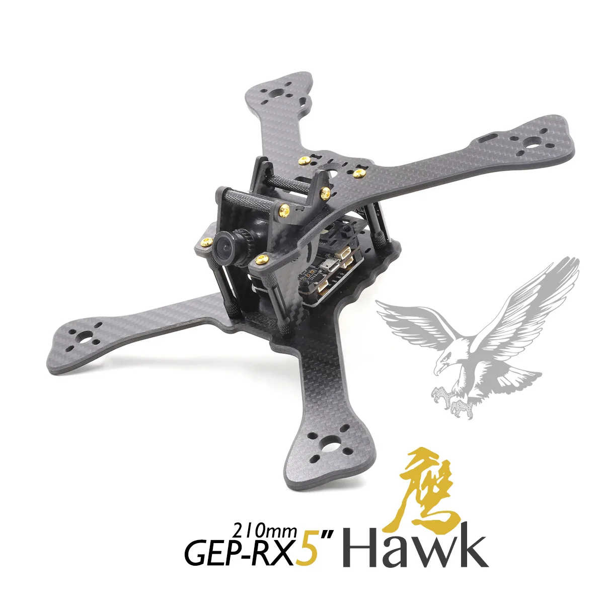 

DIY FPV mini drone GEPRC GEP-RX5 Hawk quadcopter 3k carbon fiber 210 frame Stagger Arm Design 4mm main up lower plate