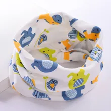 Хлопковый шарф для малышей с изображением рыбы, лягушки, дерева, мультфильма, фруктов, с круглым кольцом, Детские воротники, зимний теплый шейный платок, обертывания, нагрудник для мальчиков и девочек