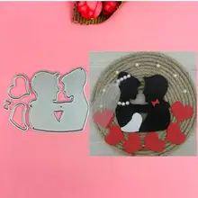 Bride and bridegroom cutting dies love heart toy doll Scrapbook card paper craft home decoration embossing stencil cutter cute resin bride and bridegroom toy doll