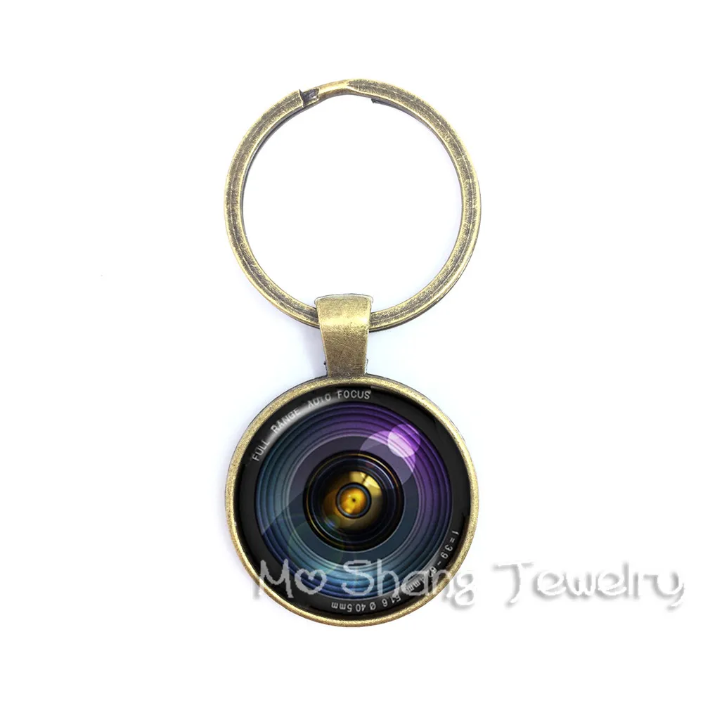 

Vintage Glass Dome Camera Lens Keychain Fashion Cool Photographer Key Chain Ring Jewelry