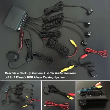 

Car Parking Radar Sensors + Rear Trunk Handle Camera = 2 in 1 Visual Alarm Parking System For BMW 3 E90 E91 E92 E93 / 320i 335i