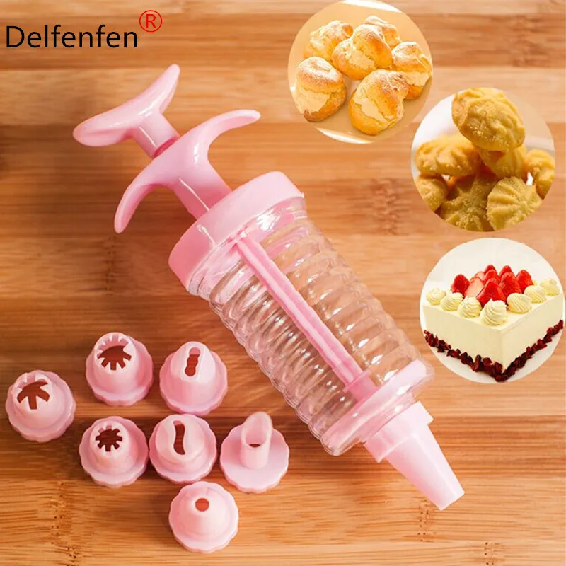 

8PCS/Set Nozzles Icing Piping Cream Muffin Cake Decorators Decorating Tip Sets DIY Pastry Syringe Extruder Pen Spray Gun Head