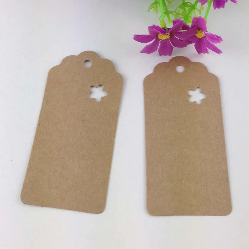 

Kraft Retangle Scalloped 9.5*4.5 cmn 200 PCS/Lot Label Luggage Head Price Tag Jewelry Cardstock Flower-shaped Accept custom logo