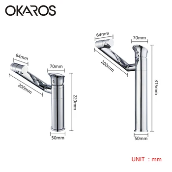 

OKAROS Bathroom Basin Faucet Multi-function 360 Degree Rotation Body Spout Solid Brass Chrome Finish Hot Cold Water Tap Mixer