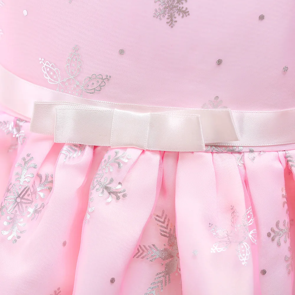 Сатиновое платье с блестками для девочек; рождественское платье с расклешенными рукавами для девочек; пышные фатиновые Детские платья для девочек; платье принцессы; праздничное платье