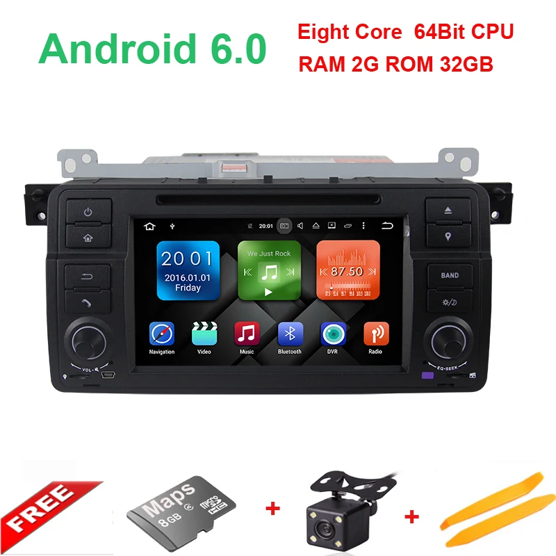 Android 6.01 восемь основных HD 1024*600 экран 1 Дин DVD GPS Радио стерео для BMW E46 M3 wi-Fi 4 г GPS USB SWC аудио dvb-t bluetoo
