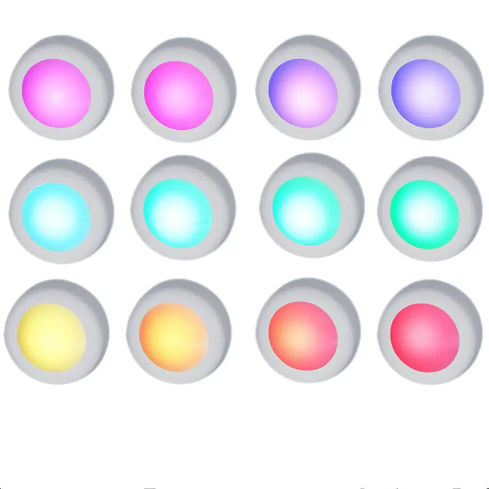 Беспроводные Светодиодные шайбы RGB 12 цветов датчик касания с регулируемой яркостью светодиодный под шкафом свет для близкого гардероба Лестницы прихожей ночной Светильник