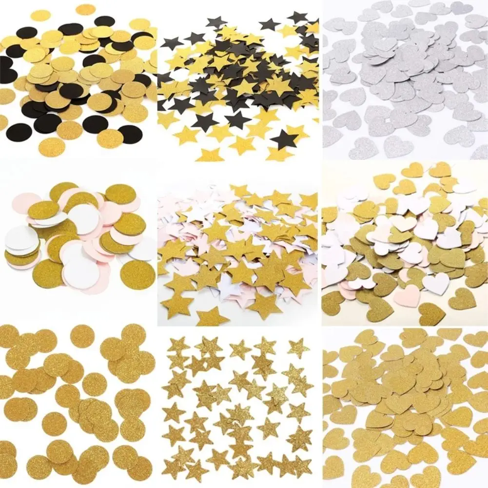 

100Pcs 3cm Dots Heart Star Tissue Paper Confetti Glitter Gold Silver Mini DIY Confetti Filling Balloon Party Wedding Decoration